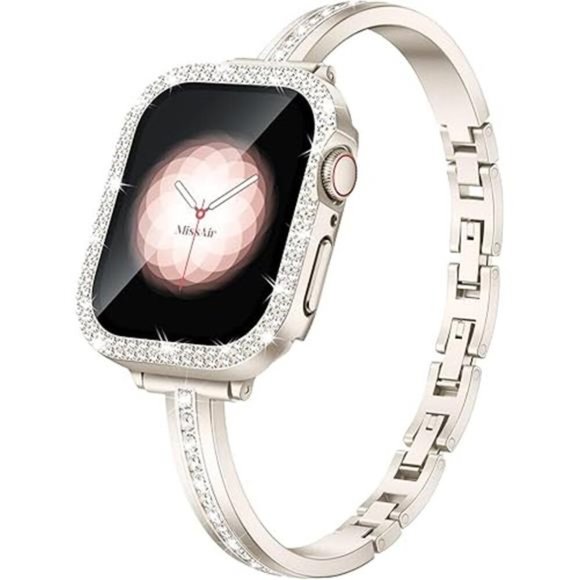 NEW Slim Bling Diamond Apple Watch Band with Case
